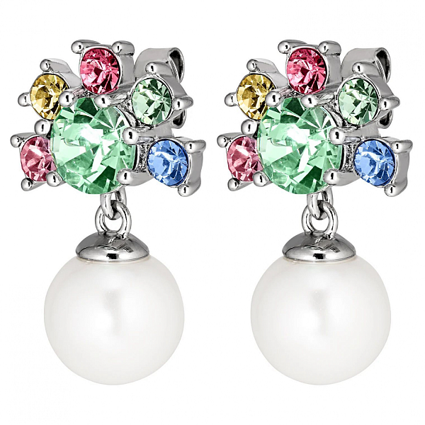 Серьги VERONICA SS PASTEL (кристалл разноцветный, майорка, г/п: родий) Дания DYRBERG/KERN 440003