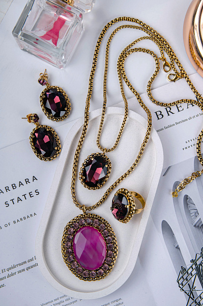 Серьги (Кристаллы пурпурные, г/п: золото) Италия  Claudio Canzian 002 02 755