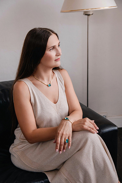 Колье Леденцы (кристалл бирюзовый, 17х12 см, 46 см) Италия Claudio Canzian 002 05 409