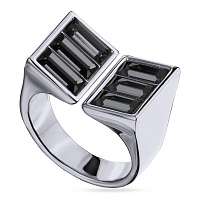 Кольцо Богемия (кристаллы темно-серые, г/п: родий, 16р) Uvelina SW00 0045G-014R1-6