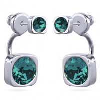 Серьги Теннис (Кристаллы изумрудные, 4мм, 8 мм, г/п: родий) Uvelina SW00 0004R-229E