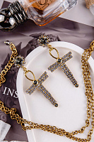 Серьги Кресты (кристаллы прозрачные, графит 7х3 см, 17 гр.) Италия Claudio Canzian 002 02 494