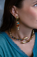 Серьги Змеи (кристаллы разноцветные 7х1,3 см, 14 гр.) Италия Claudio Canzian  002 02 828