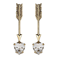 Серьги Сердца (кристаллы прозрачные, 3.7х0.8 см, 4 гр) Италия Claudio Canzian 002 02 912