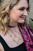 Колье Чокер (кристаллы персиковые, до 40 см, 15.5х13.5 см) Италия Claudio Canzian 002 05 838