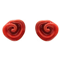 Пусеты Роза (керамика красный, г/п: золото,1.4х1.4см ) Испания 01902034