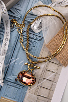 Колье Карина (Кристалл винтажная роза, 4х3,1 см, 52 см) Италия Claudio Canzian 002 05 060