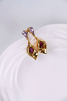 Серьги Лилии (Кристаллы розовые, 5х1,5 см) Италия Claudio Canzian  002 02 731