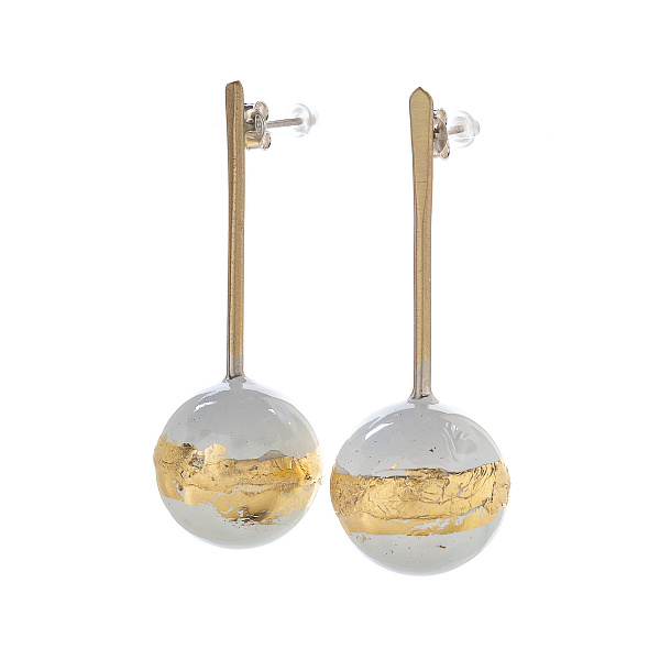 Серьги Solell (со сферами, белый, г/п: золото) Katerina Vassou KV23-307564G