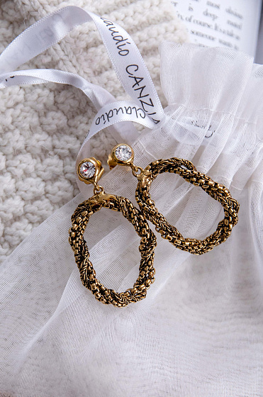 картинка Серьги Цепи (кристаллы прозрачные 5.4х2.4см, 17 гр.) Италия Claudio Canzian  002 02 875 ювелирный  магазин Калина являющийся официальным дистрибьютором в России 