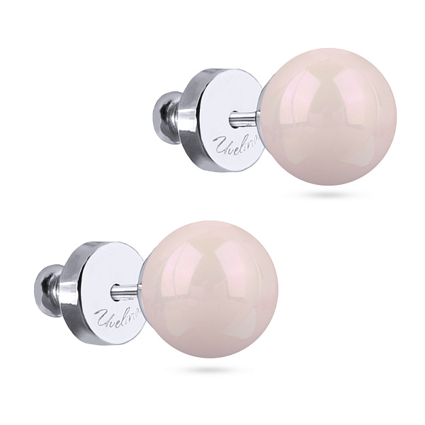 Пусеты Акварель (Майорка розовая, 8мм, г/п: родий) MG00 0001R-02E Uvelina