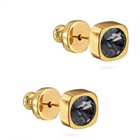 Пусеты Теннис (Кристалл темно-серый 4мм, г/п: золото) Uvelina SW00 0001G-014E1