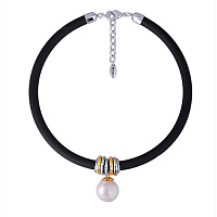 Колье (Майорка 18 мм, белая, г/п: золото, родий) Uvelina MK10 0036-0c2