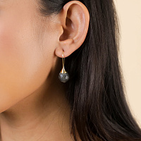 Серьги Eclipse (Лабрадор, г/п: золото, 3,5х1,2 см) 12-90255 Франция Nature Bijjoux 