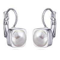 Серьги Теннис (Майорка белая, 8мм, г/п: родий ) SW00 0011R-01E Uvelina