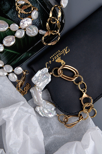 Браслет (жемчуг, г/п: золото, 19+4 см) AL-B5BAB24-R Италия ALCOZER&J