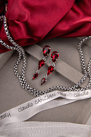Серьги Капли (кристалл красный, 4,7х1 см, 7 гр) Италия Claudio Canzian 002 02 830