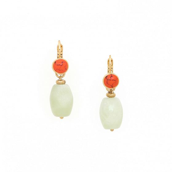 картинка Серьги Tivoli (Говлит, нефрит, 3,6х1,2 см) 12-90228 Франция Nature Bijjoux ювелирный  магазин Калина являющийся официальным дистрибьютором в России 