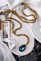Колье (кристалл сапфировый, 79,5 см, кулон 11,3х2 см) Италия Claudio Canzian 002 05 396
