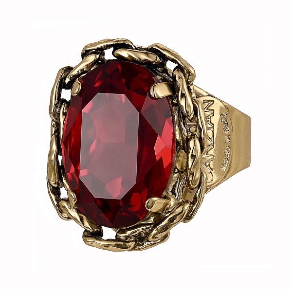Кольцо (Кристалл красный, 1,8х1,3 см, регулируется) Италия Claudio Canzian 002 01 562