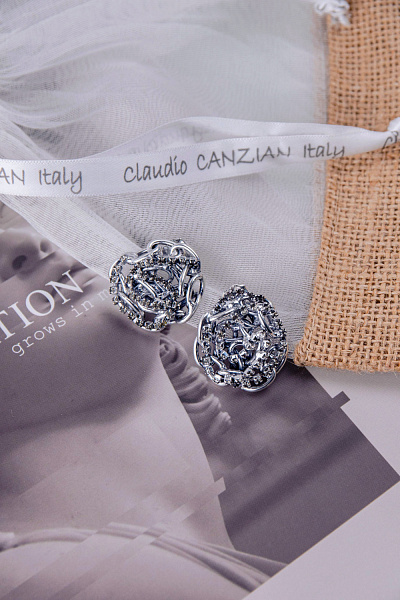 Серьги Цепи (Кристалл графит, 2,8х2,6 см, 16 гр.) Италия Claudio Canzian 002 02 800