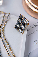 Кольцо (кристаллы: черные, прозрачные, г/п: золото) Италия Claudio Canzian 002 01 510