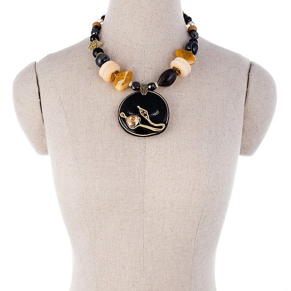 Колье (Агат, цитрин, орех, кр. Preciosa,) 10113921 Россия