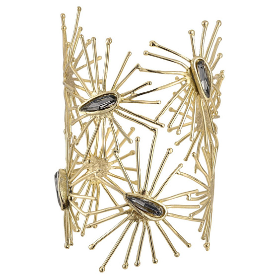 картинка Браслет (кристаллы графит, г/п: золото, 8.5 см, регулируется до 18 см) Греция Kalliope 002 04 037 ювелирный  магазин Калина являющийся официальным дистрибьютором в России 