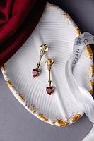 Серьги Сердца (кристаллы красные, 3.7х0.8 см, 4 гр) Италия Claudio Canzian 002 02 912