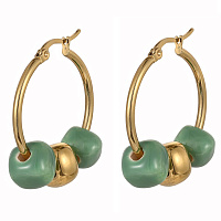 Серьги (керамика зеленый, г/п: золото, 3.5х3 см) Испания 01902018 Maximilianas