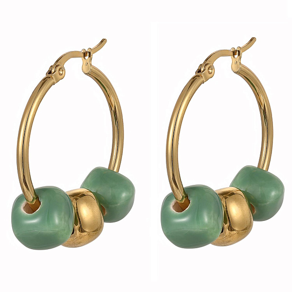 Серьги (керамика зеленый, г/п: золото, 3.5х3 см) Испания 01902018 Maximilianas