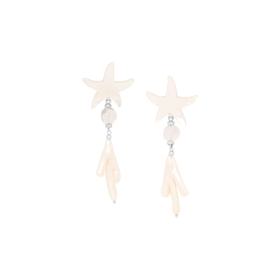 картинка Серьги Les cyclades (Перламутр, жемчуг, г/п: родий, 6,8х2,9 см) 12-90274 Франция Nature Bijjoux ювелирный  магазин Калина являющийся официальным дистрибьютором в России 