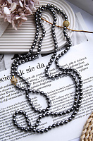 Колье (Майорка серая, кристаллы прозрачные, г/п: золото) Италия Perfetto