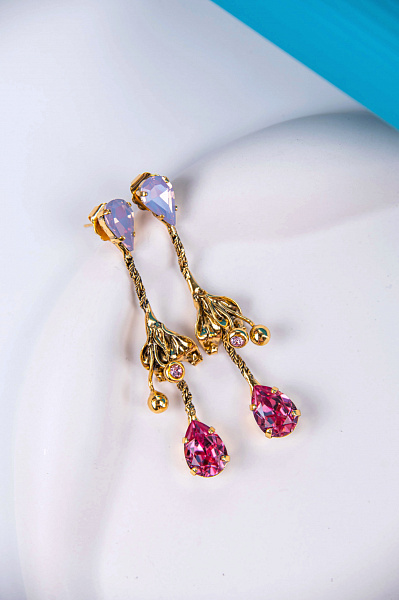 Серьги (Кристалл розовый, 7х1 см) Италия Claudio Canzian 002 02 736