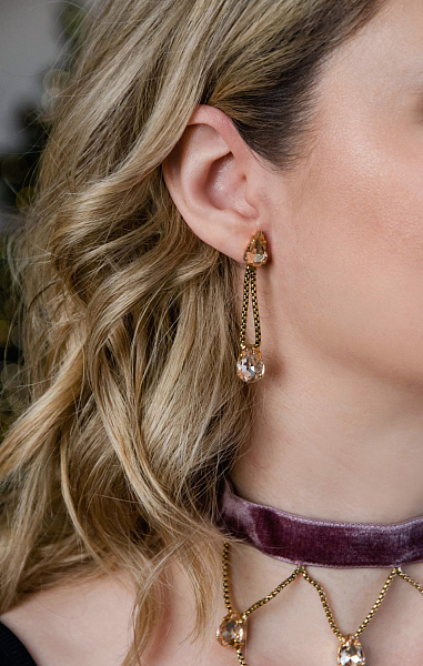 Серьги (кристалл персиковый, 5.5х1 см, 8 гр) Италия Claudio Canzian 002 02 860