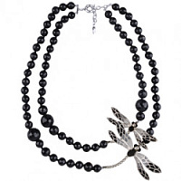 Колье Стрекозы (эмаль серая, черная, агат; г/п: античное серебро) Испания SI00 0001-04c