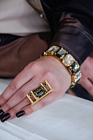 Кольцо Арт деко (кристаллы графит, черный, 4,4х2 см, регулируется) Италия Claudio Canzian 002 01 573