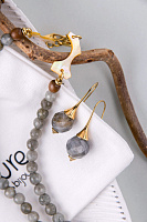 Серьги Eclipse (Лабрадор, г/п: золото, 3,5х1,2 см) 12-90255 Франция Nature Bijjoux 