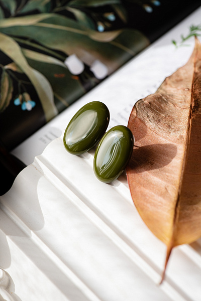 Пусеты Goccia болотный Италия ENZO BENZO