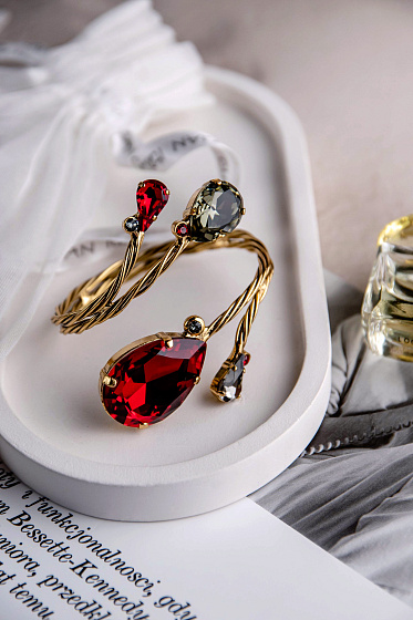 картинка Браслет Хромосомы (кристаллы красный, графит, регулируется) Италия Claudio Canzian 002 04 225 ювелирный  магазин Калина являющийся официальным дистрибьютором в России 