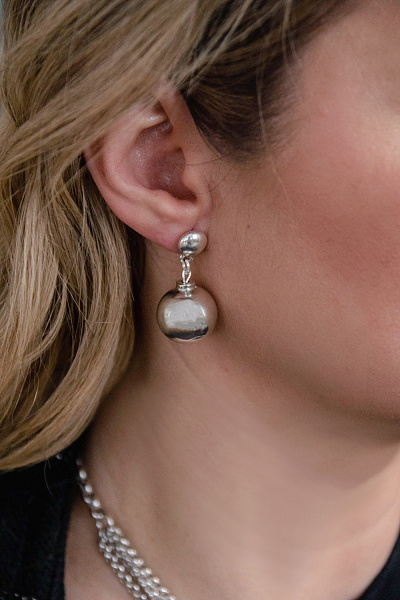 Серьги Ciclon (г/п: серебро, 3,2х1,8 см) 256602 Испания Spherik