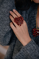 Кольцо Сердце (кристалл красный, г/п: золото, 4,2х4,8 см) Италия  Claudio Canzian 002 01 463