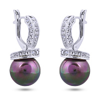 Серьги (майорка лиловый хамелеон 12 мм, г/п: родий) Uvelina MK12 0026-13