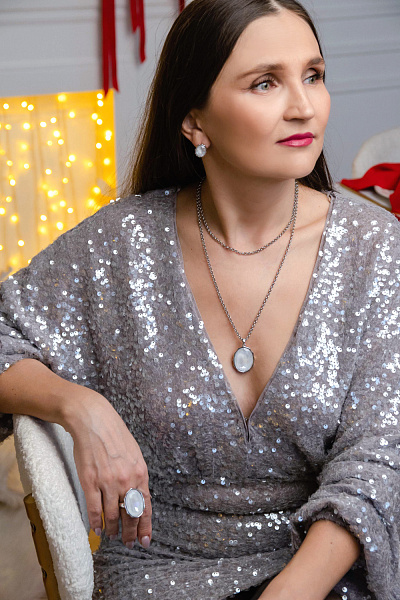 Кулон Сияние (кристаллы белый электрик, 90-95 см, г/п: родий) Uvelina SW00 0095R-139P