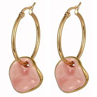 Серьги (керамика персиковый, г/п: золото, 4.2х2.9 см, 9 гр.) Испания 01902013 Maximilianas