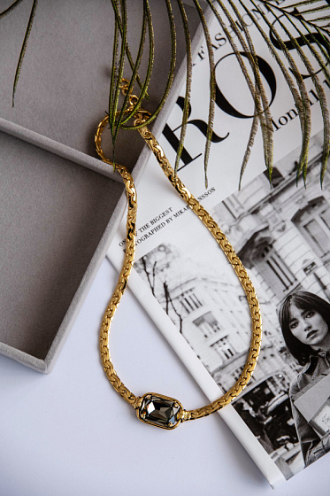 картинка Колье Олеся (кристалл графит, г/п: золото) Италия  Claudio Canzian  002 05 111 ювелирный  магазин Калина являющийся официальным дистрибьютором в России 