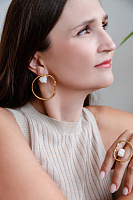 Серьги Philautia (с друзой агата, белый, г/п: золото) Греция Katerina Vassou KV25.1-403203G