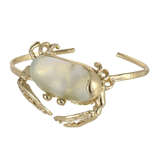 картинка Браслет Краб (ювелирная смола зеленая, г/п: золото, 4х3 см, регулируется) Греция Kalliope 022 04 042 ювелирный  магазин Калина являющийся официальным дистрибьютором в России 