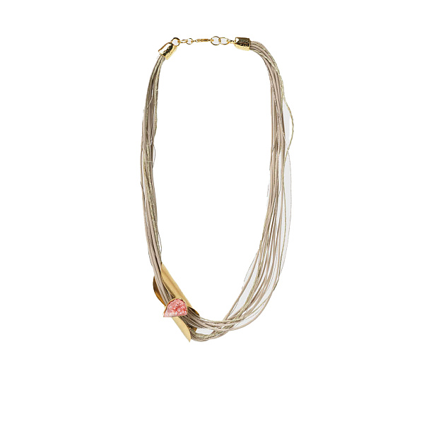 Колье Nous (кожа, с друзой агата, розовый, г/п: золото) Katerina Vassou KV25.1-403125GPINK