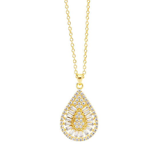 картинка Колье (кристалл прозрачный, г/п: золото, 2х1,5 см, 40+5 см) 12492G Австрия Oliwer Weber ювелирный  магазин Калина являющийся официальным дистрибьютором в России 